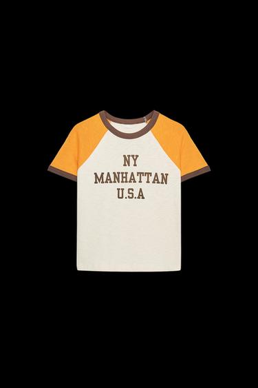 CAMISETA TEXTO RIB - blanco-naranja de Zara - Imagen 0