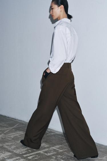 PANTALON TAILLE HAUTE ZW COLLECTION - Kaki foncé de Zara - Image 3