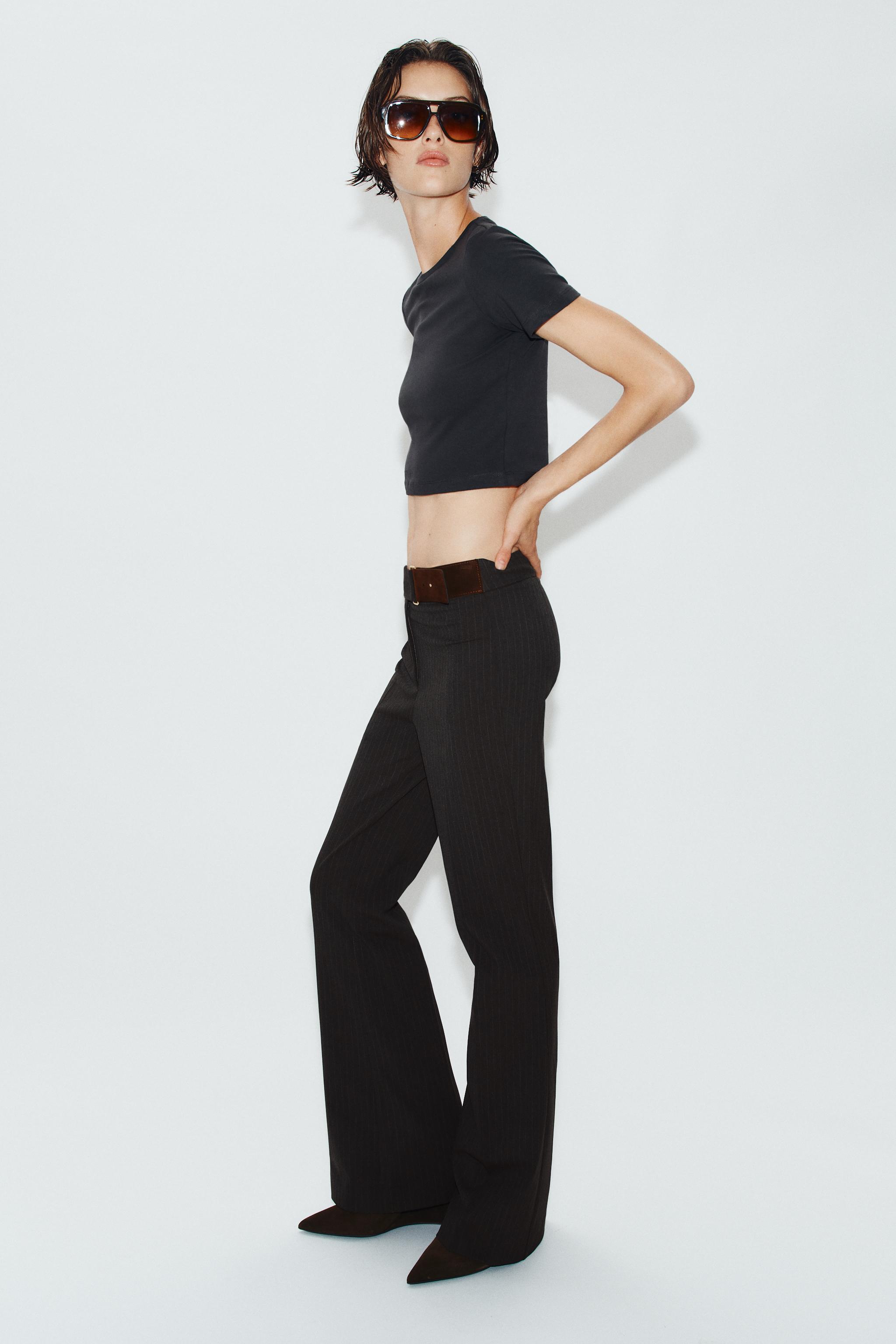 Zara KISA KOLLU CROP T-SHIRT görsel 3