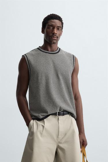 RELAXED FIT KNIT TANK TOP - Stripes by Zara