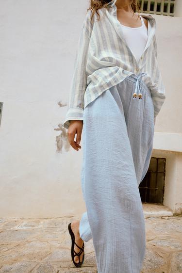 RUSTIC BARREL TROUSERS - Sky blue by Zara - Image 1
