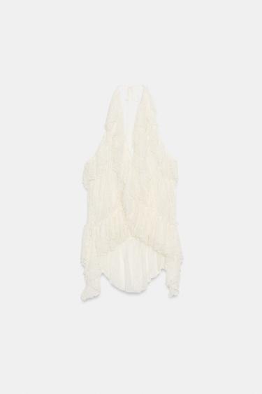 TOP EN DENTELLE ET VOLANTS - Écru de Zara - Image 4