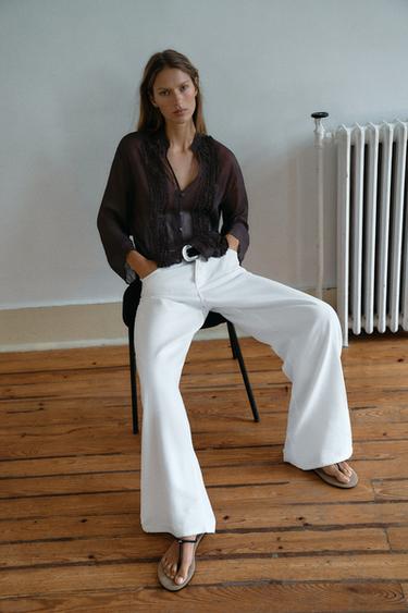 RUFFLED BLOUSE - Dark brown by Zara - Image 1