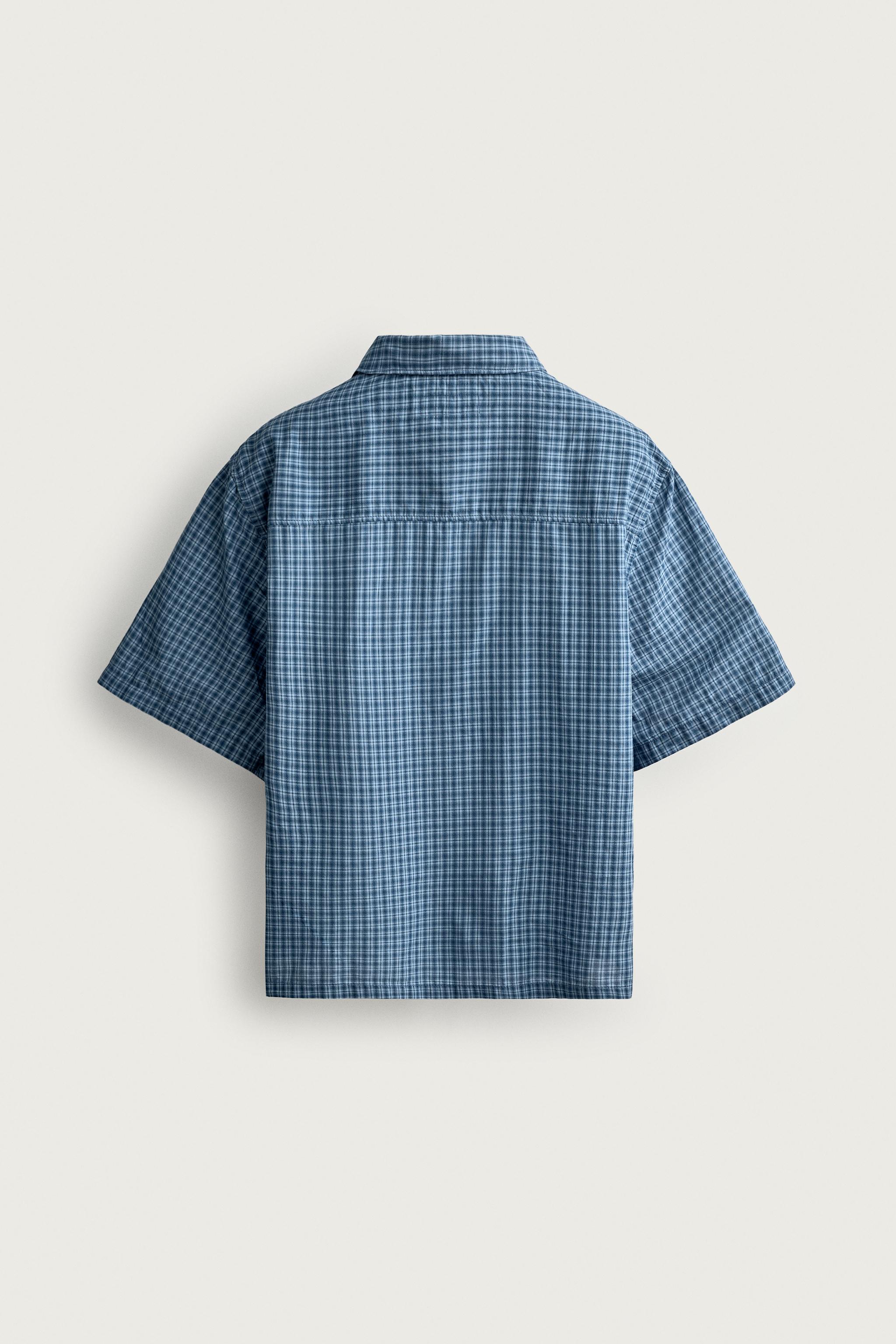 RELAXED FIT PLAID ZIPPER SHIRT