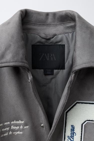 COMBINED SUEDE EFFECT BOMBER JACKET - Grey by Zara - Image 6