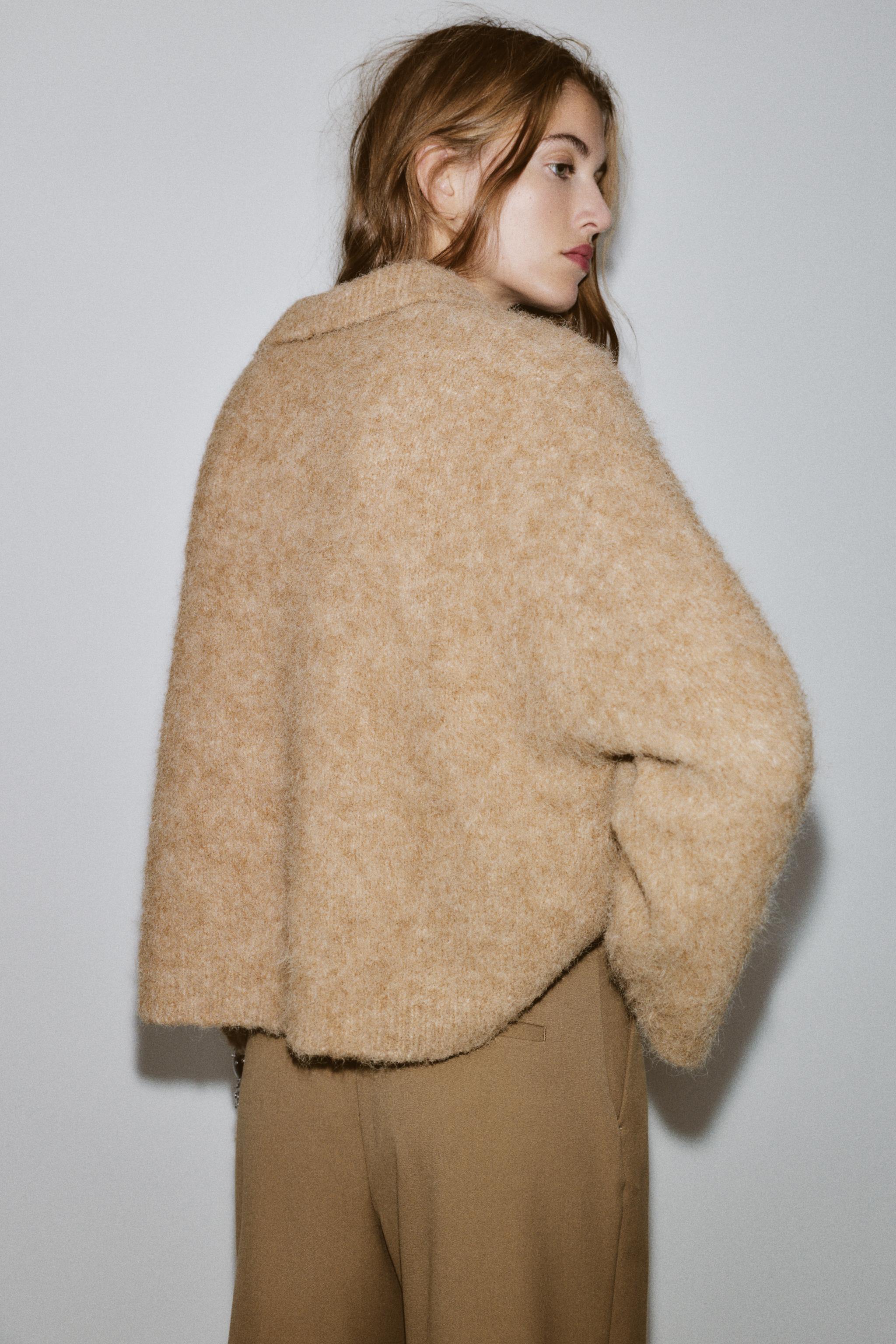 BRUSHED EFFECT KNIT POLO JUMPER