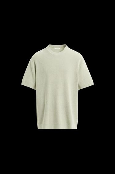 Zara PURL KNIT T-SHIRT - Light green - Image 0