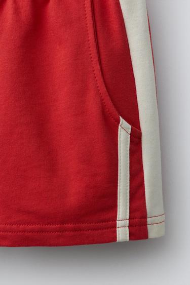SHORT À BANDES LATÉRALES - Rouge de Zara - Image 3