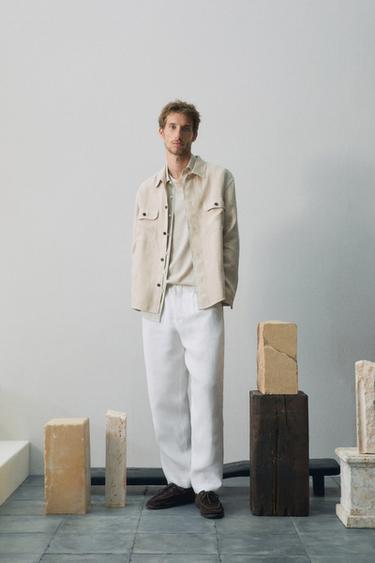 Surchemise poches 100 % lin - Beige de Zara