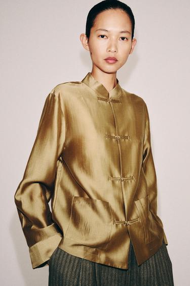 CHEMISE SATINÉE ALAMARS ZW COLLECTION - Moutarde de Zara - Image 1