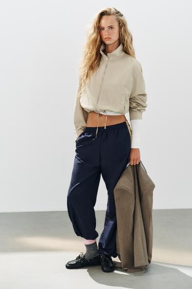 Zara TECHNICAL FABRIC JACKET - Straw