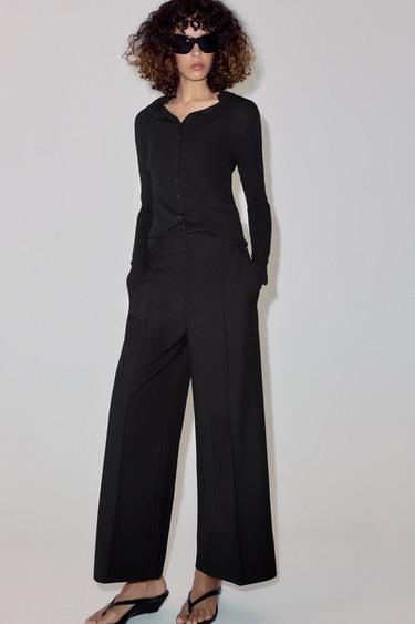 ZW COLLECTION CROPPED TROUSERS - Black by Zara