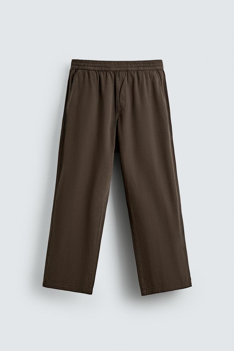 ZARA RELAXED FIT HERRINGBONE TROUSERS