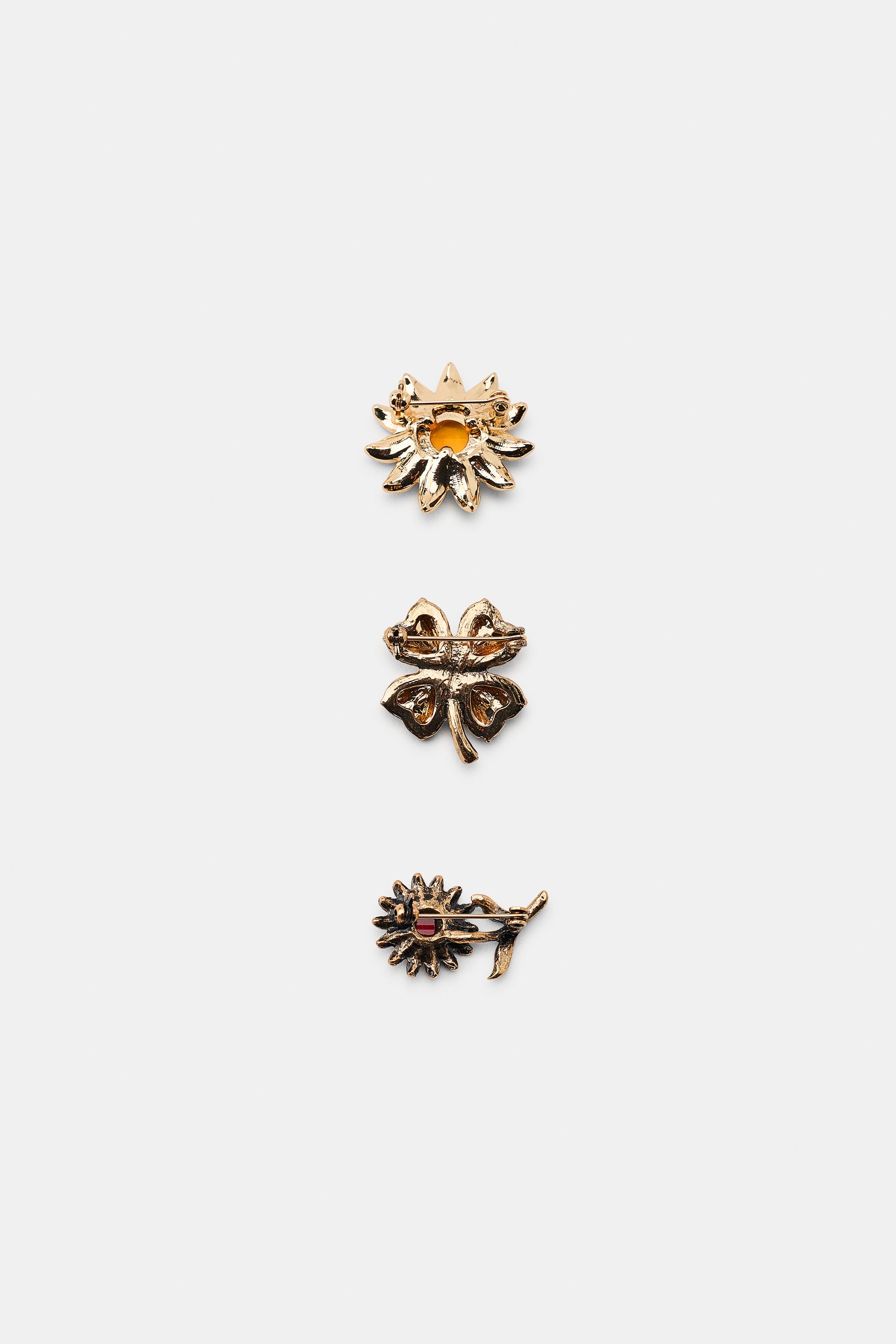 3-PACK FLORAL BROOCHES