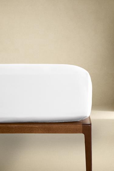 THICK SATEEN FITTED SHEET (300 THREAD COUNT) - White by Zara - Image 0