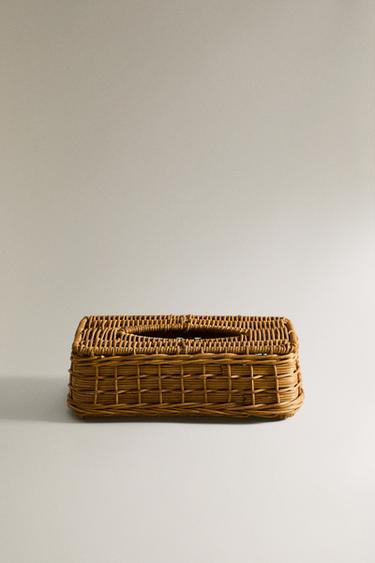RATTAN WIPE HOLDER - Light beige by Zara