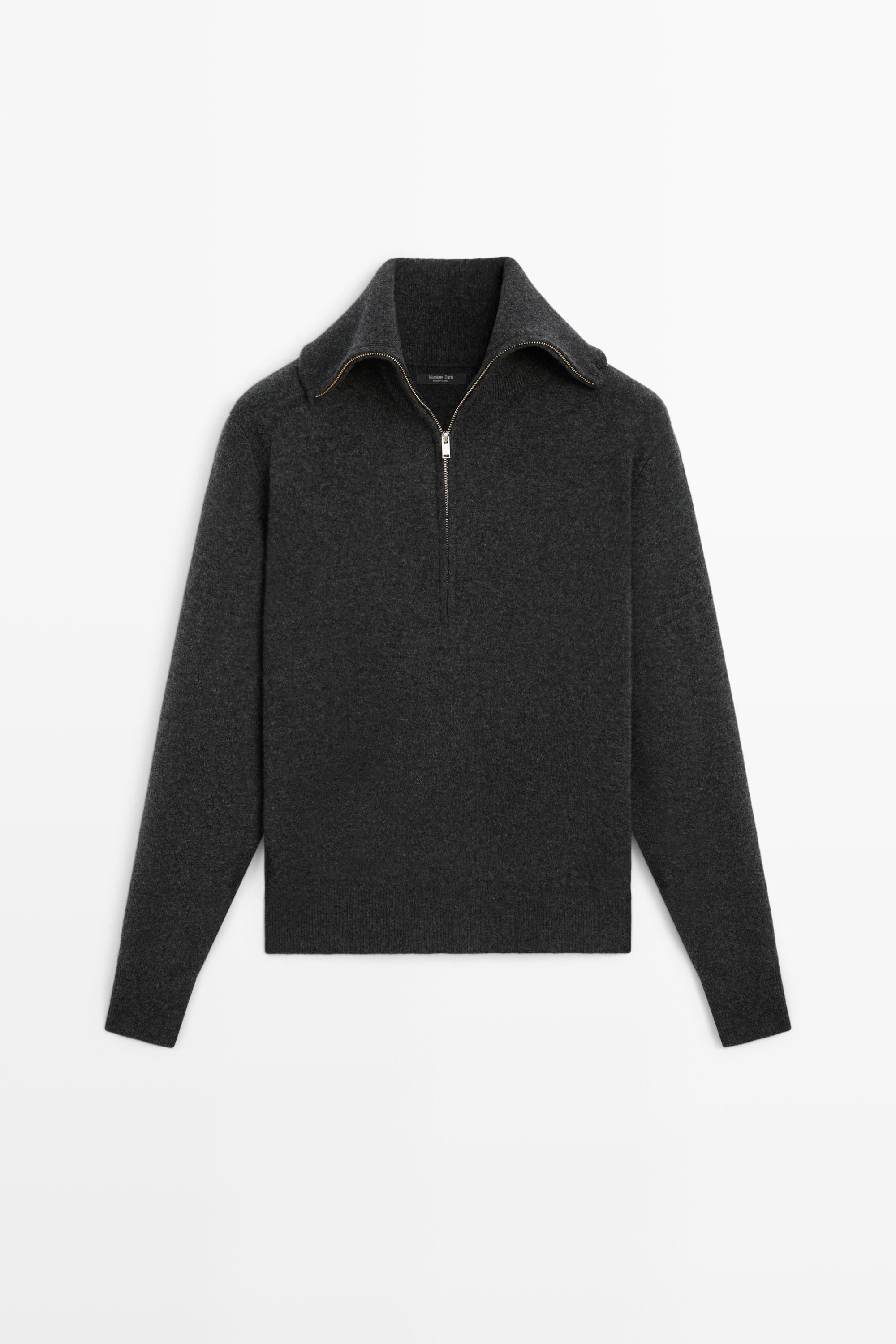 Pull en maille à col large zippé