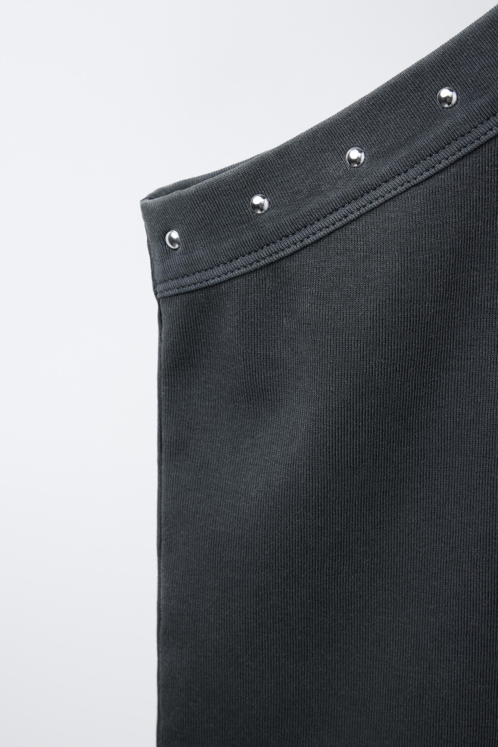 WASHED-EFFECT STUDDED HALTER TOP - Anthracite grey | ZARA