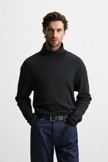 Zara COTTON - WOOL T-SHIRT - Black