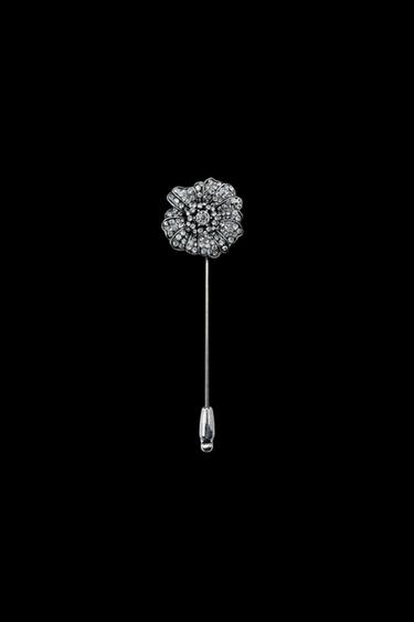 FLOWER GLITTER BROOCH - Silver by Zara