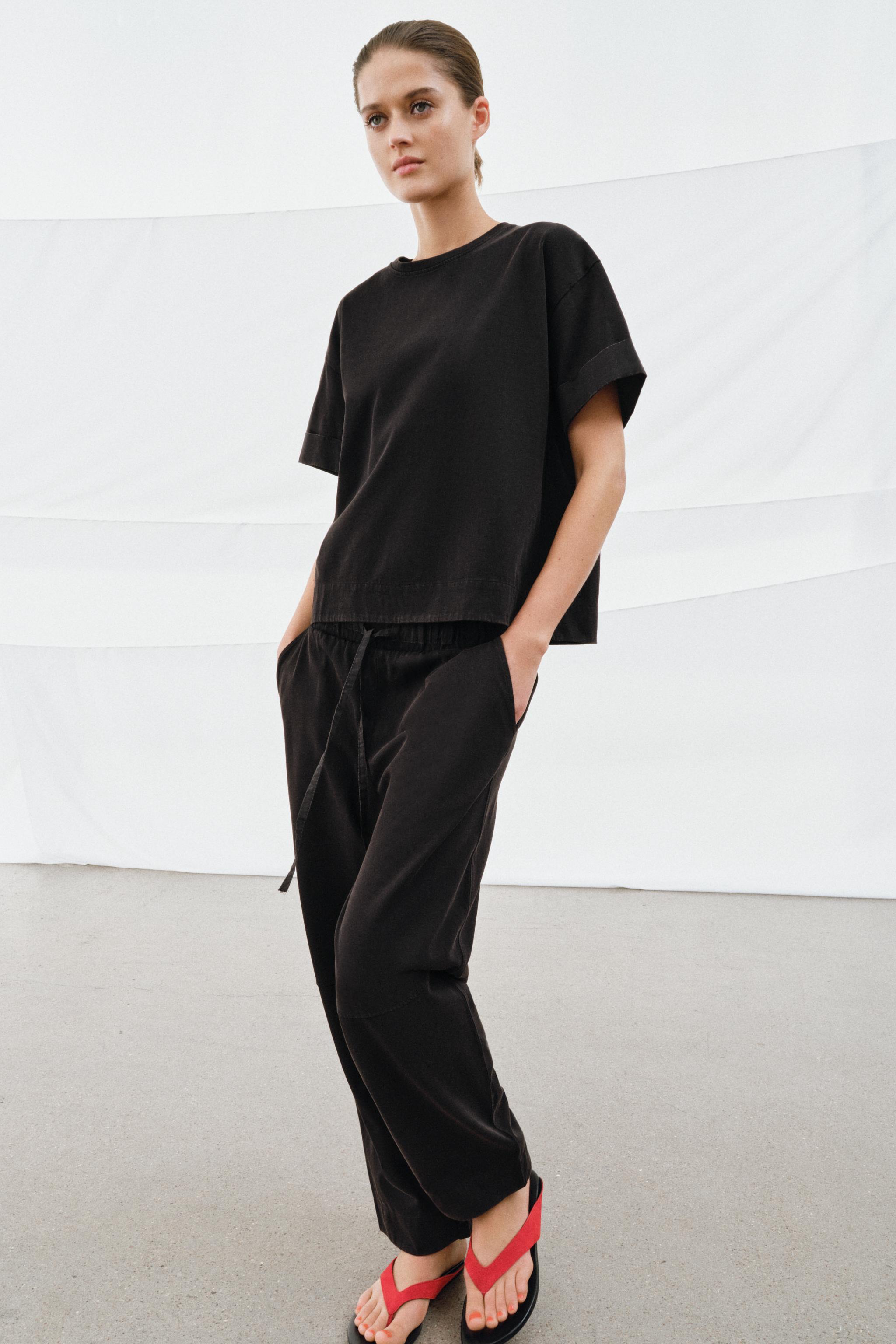 HEAVY COTTON WIDE LEG PANTS