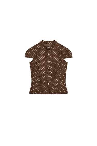 ATASAN POPELIN POLKA - brown/white dari Zara