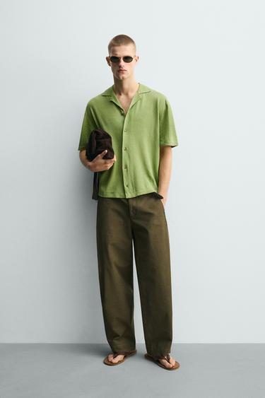 LINEN/COTTON KNIT SHIRT - Light green by Zara