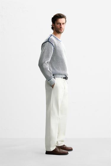 CONTRASTING RIBBED SWEATER - Blue/White by Zara - Image 3