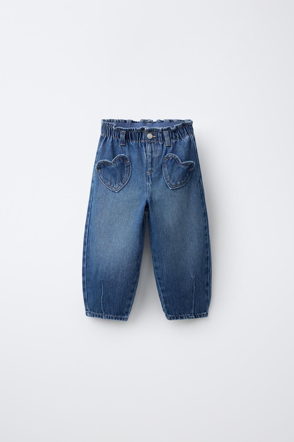 Zara Ürək cibli baggy cins şalvar