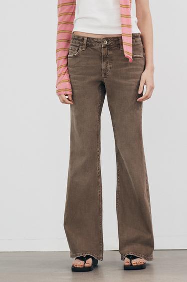 Zara TRF 低腰喇叭牛仔褲 - 棕色