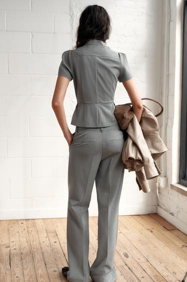PANTALON À RAYURES TAILLE BASSE - Gris anthracite de Zara - Image 4