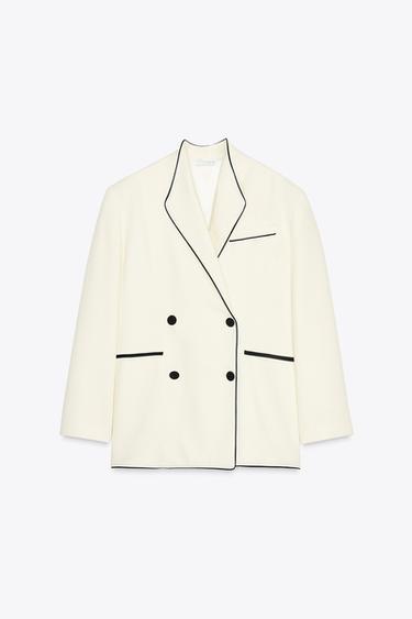 ZW COLLECTION BLAZER WITH CONTRAST TRIMS - Ecru by Zara - Image 1