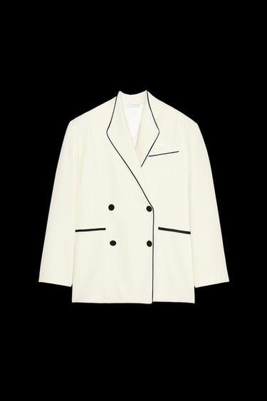 ZW COLLECTION BLAZER WITH CONTRAST TRIMS - Ecru by Zara