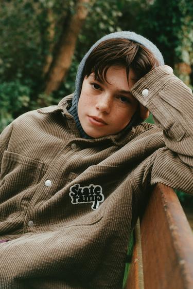 CORDUROY FAUX SHEARLING OVERSHIRT - Brown by Zara