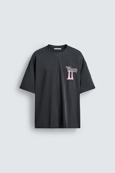 RUBBERISED PRINT T-SHIRT - Dark anthracite by Zara