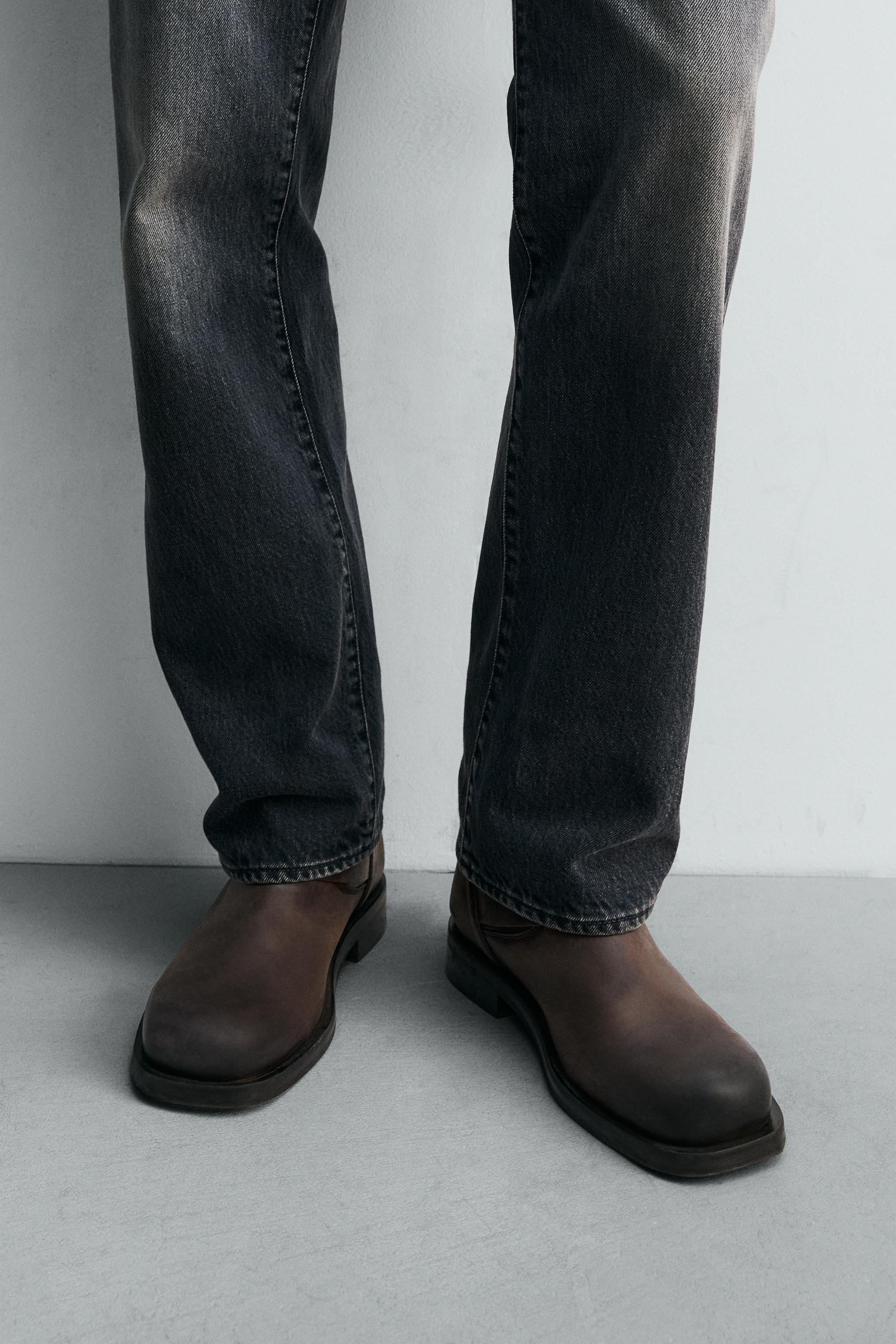 レザーバックルブーツ限定版 - ブラウン | ZARA Japan / 日本