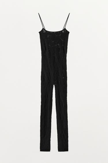 SEAMLESS LACE JUMPSUIT - Black / White by Zara - Image 2