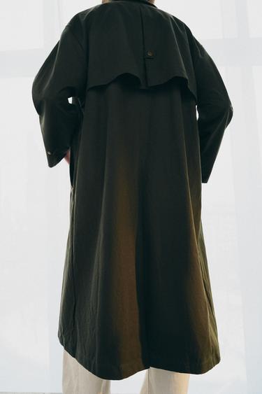 TRENCH COL CUIR CONTRASTANT ZW COLLECTION - Vert gris de Zara - Image 2