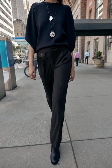 PANTALÓN ANCHO PINZAS - Negro de Zara