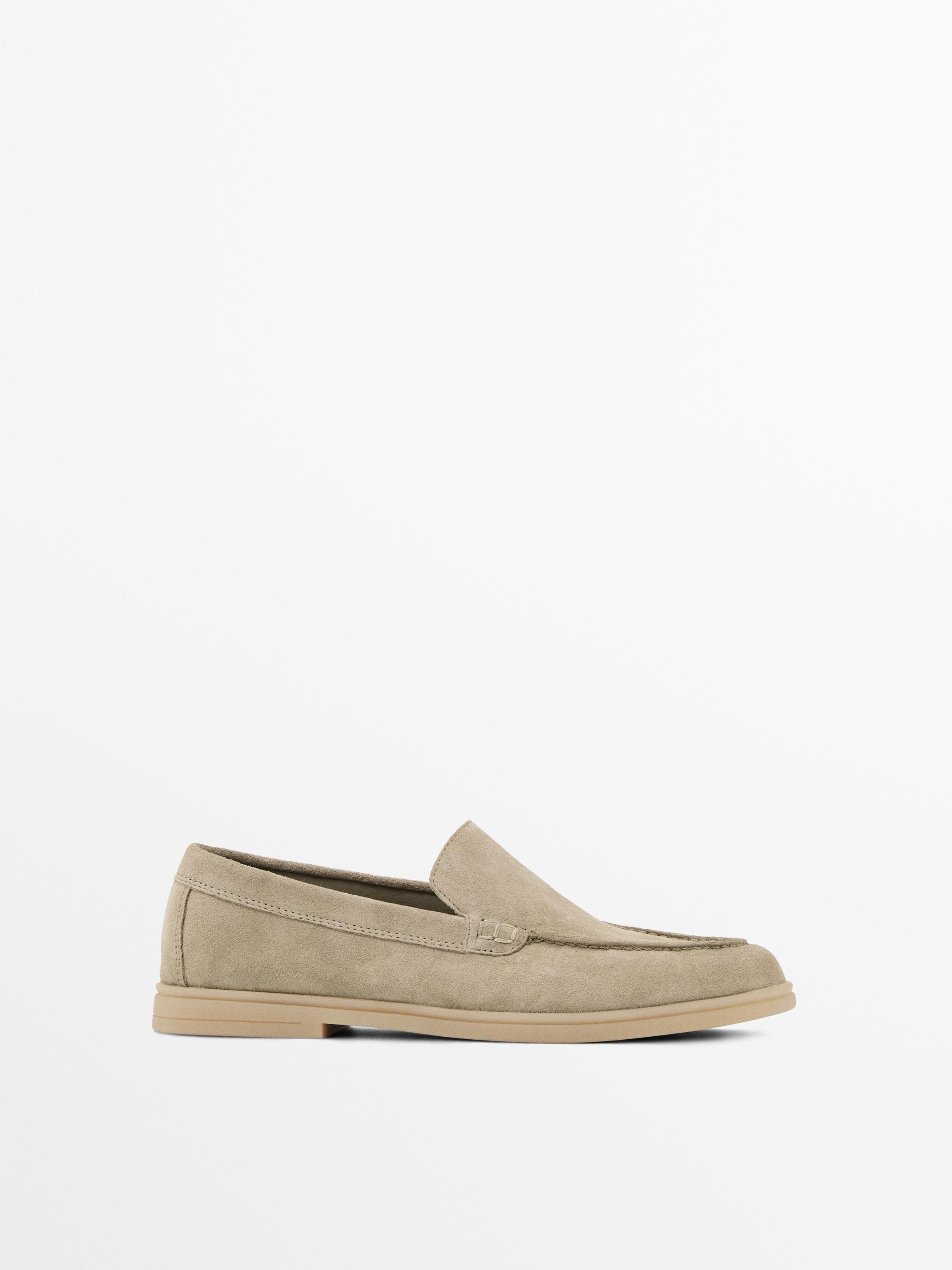 Split leather loafers — Beige