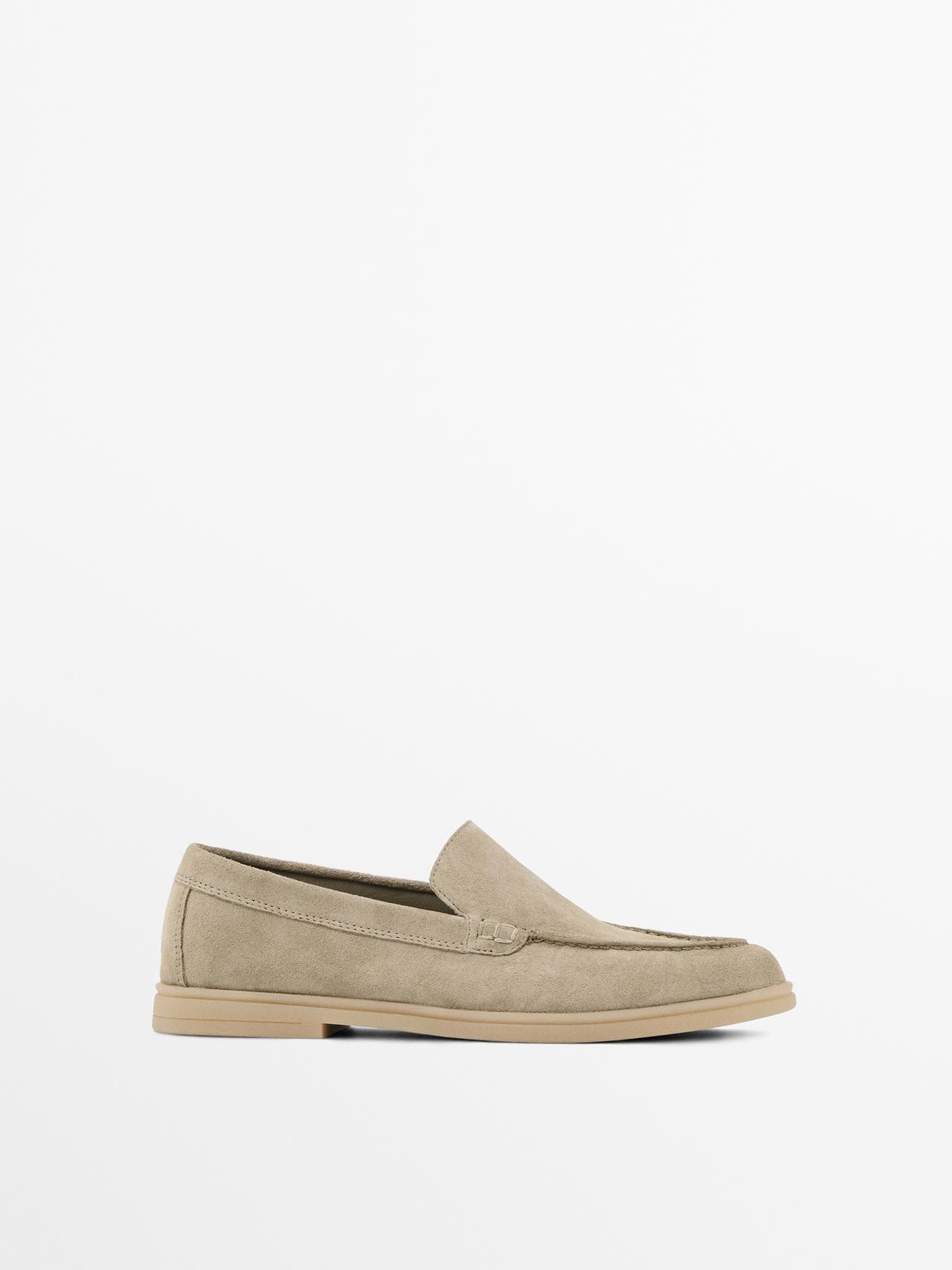 Split leather loafers — Beige