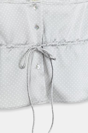 TOP SATINÉ EN DENTELLE - Blanc / Gris de Zara - Image 3