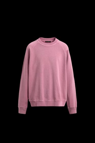 Zara BASIC WASHED CREWNECK SWEATSHIRT - Pink gold