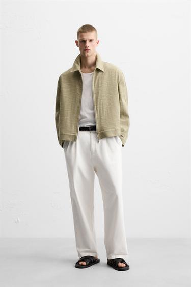 Zara STRUCTURED ZIP OVERSHIRT - Green - Image 0