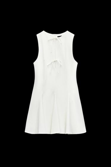 Zara GODET BOW SHORT DRESS - Oyster-white - Image 0