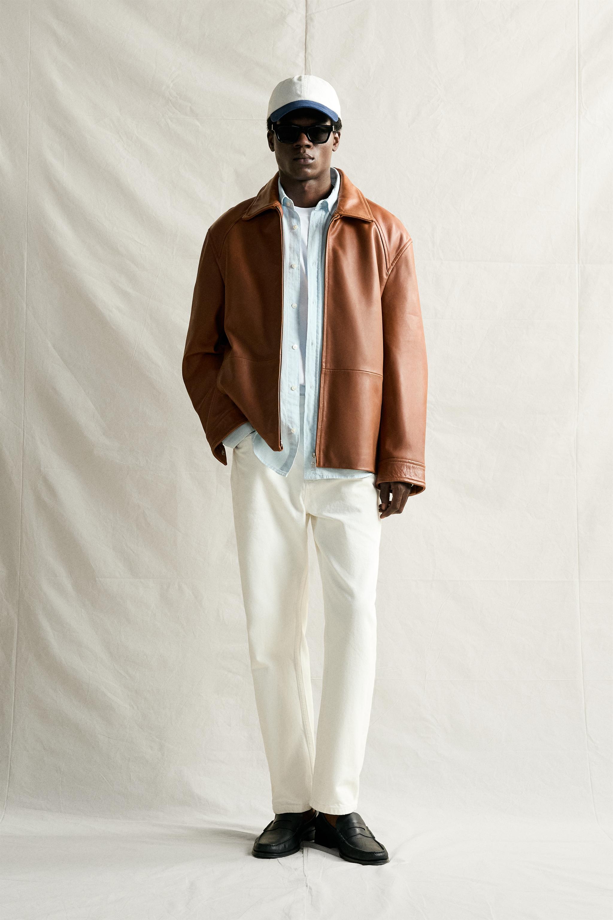 BLOUSON REGULAR FIT EN CUIR