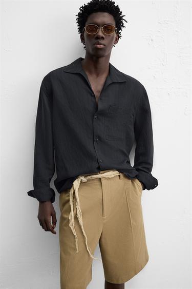 PLEATED RELAXED FIT BERMUDA SHORTS - Ochre by Zara