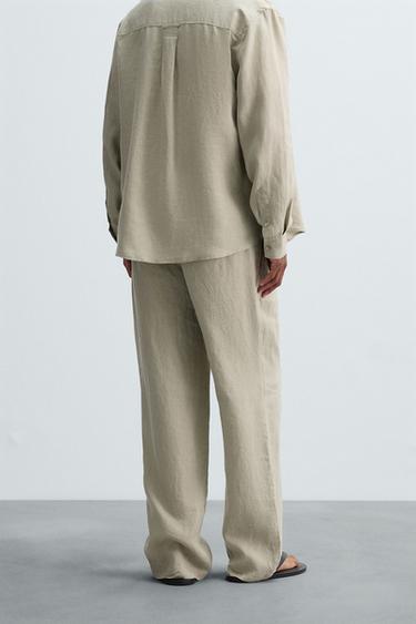 PANTALON 100 % LIN - Beige clair de Zara - Image 2