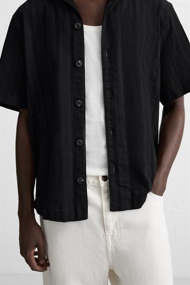 STRIPED JACQUARD SHIRT - Black by Zara - Image 5