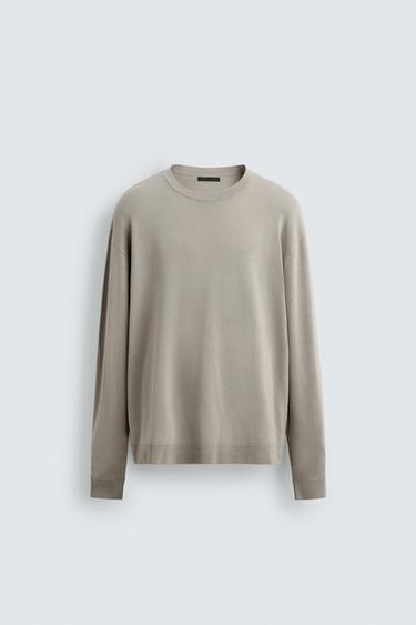 Zara BASIC REGULAR FIT JUMPER - Gray / Beige